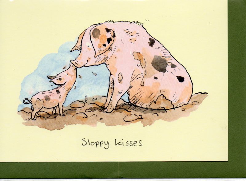Anita Jeram greetings Card- Sloppy kisses